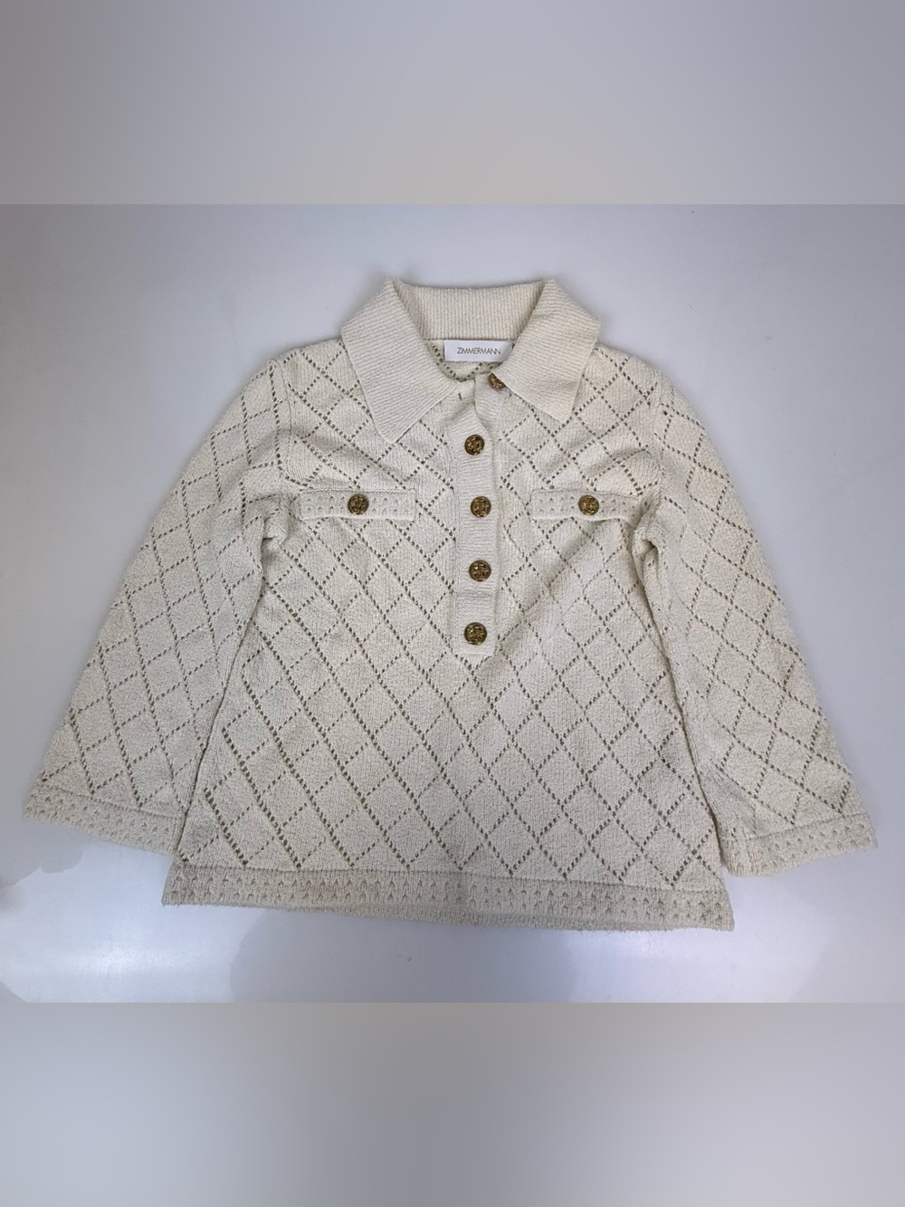 Zimmerman Cream Matchmaker Pointelle Polo Top J5-6